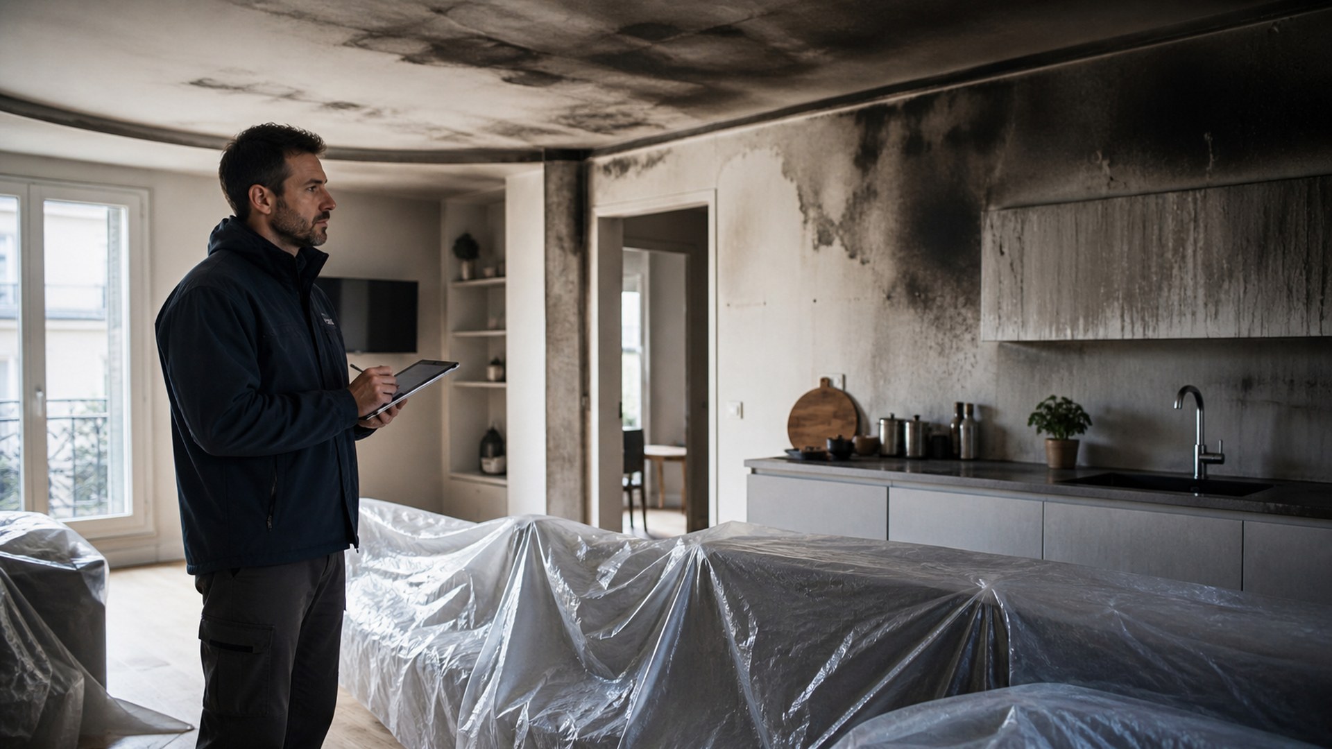 Constat professionnel dans un logement après incendie maîtrisé
